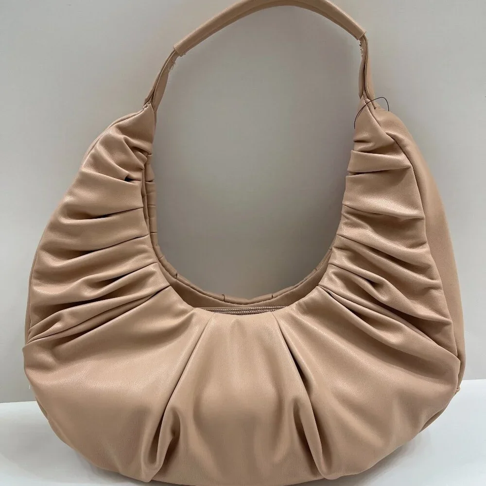 Badgley Mischka - Pleats Shoulder Bag - Pink/Peach Vegan Leather - NWT